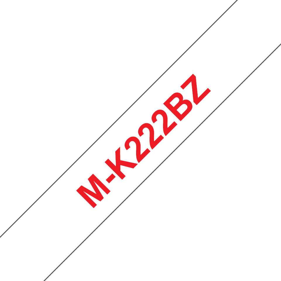 Original M-K222BZ Schriftbandkassette von Brother – Rot auf Weiß, 9 mm breit
